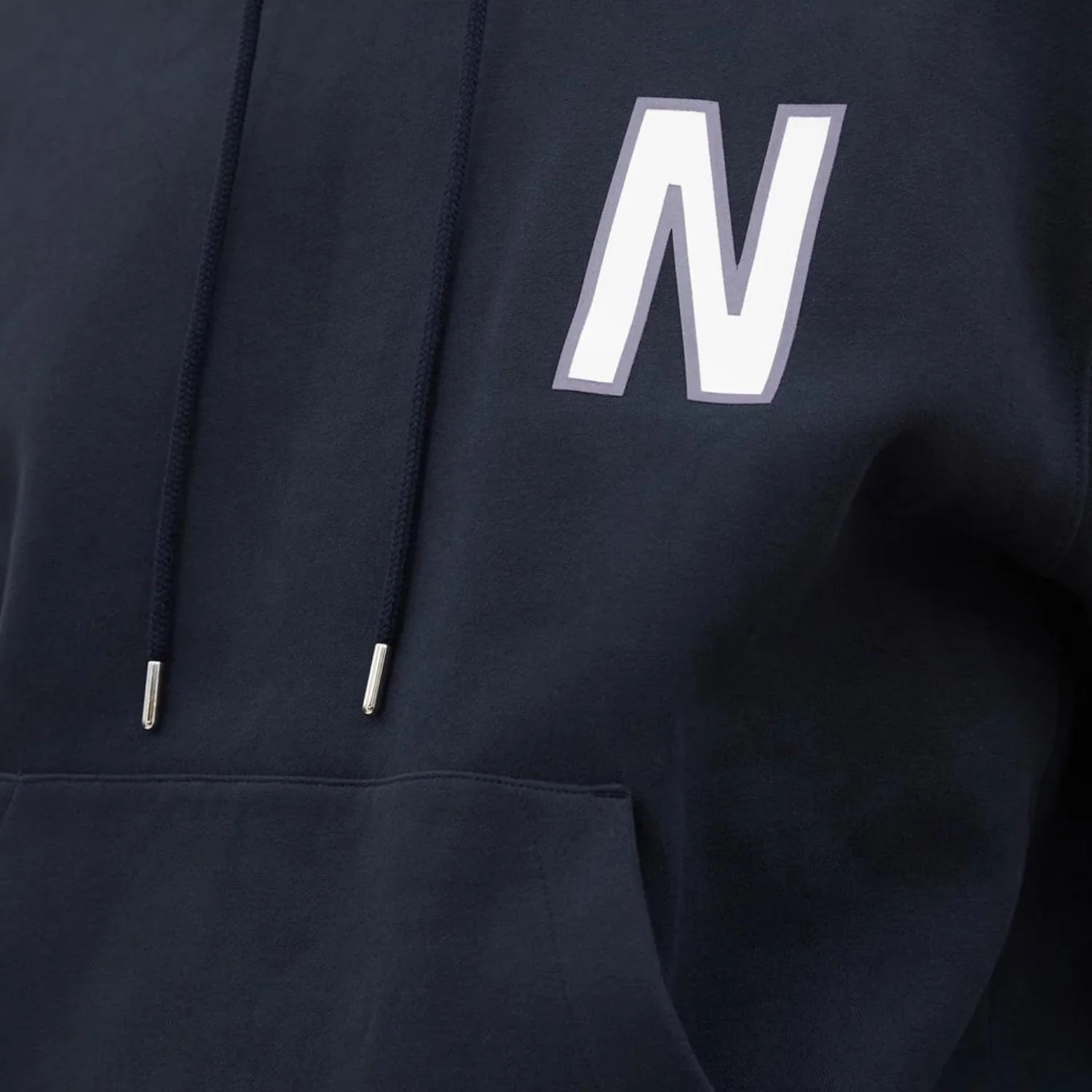 Arne Relaxed Organic Brushed Fleece  Large N Hoodie - Dark Navy - Image 3