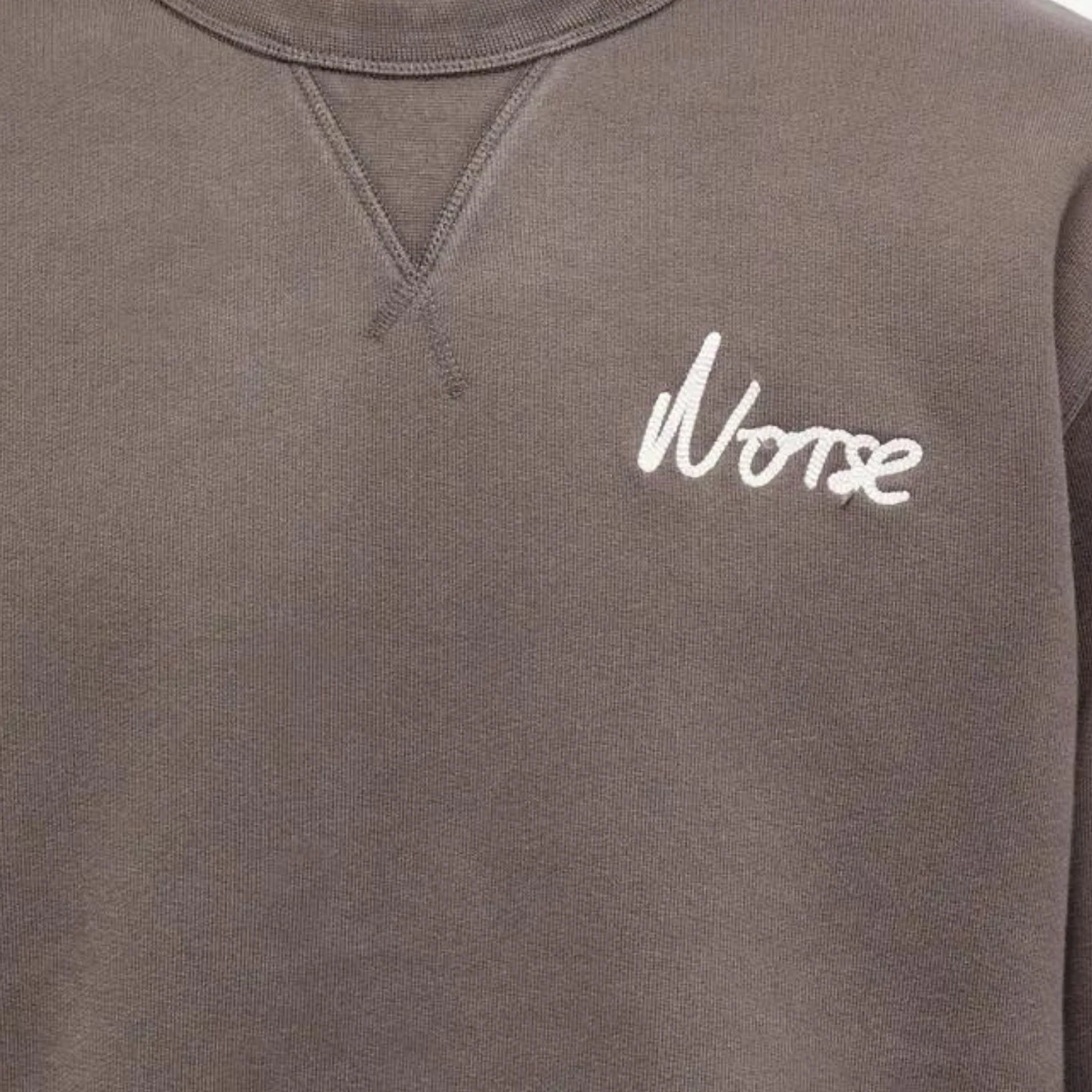 Arne Relaxed Organic Chain Stitch Logo Sweatshirt Heathland Brown - Image 2