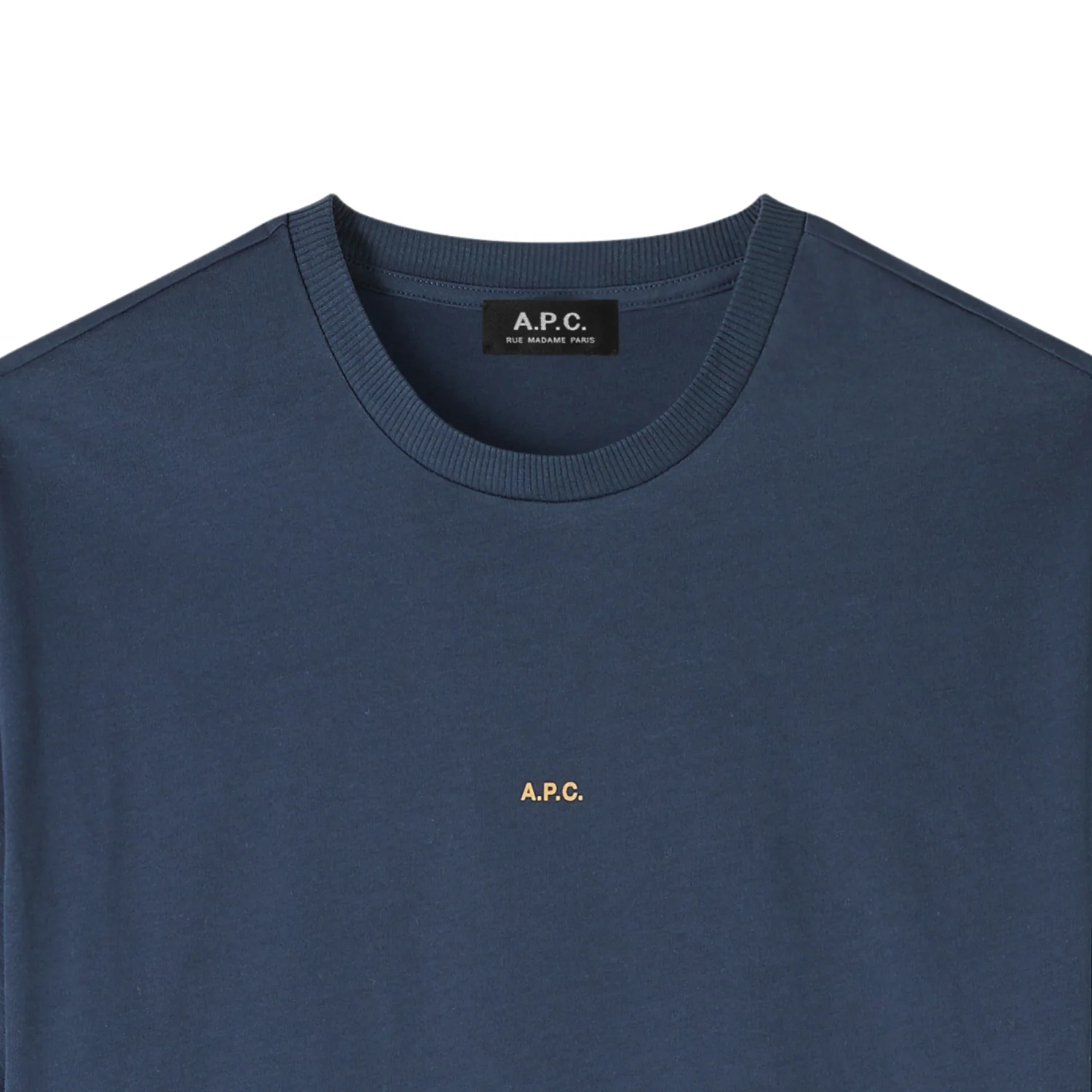 Boxy Micro Logo GOTS T-Shirt - Bleu Acier/Jaune - Image 2
