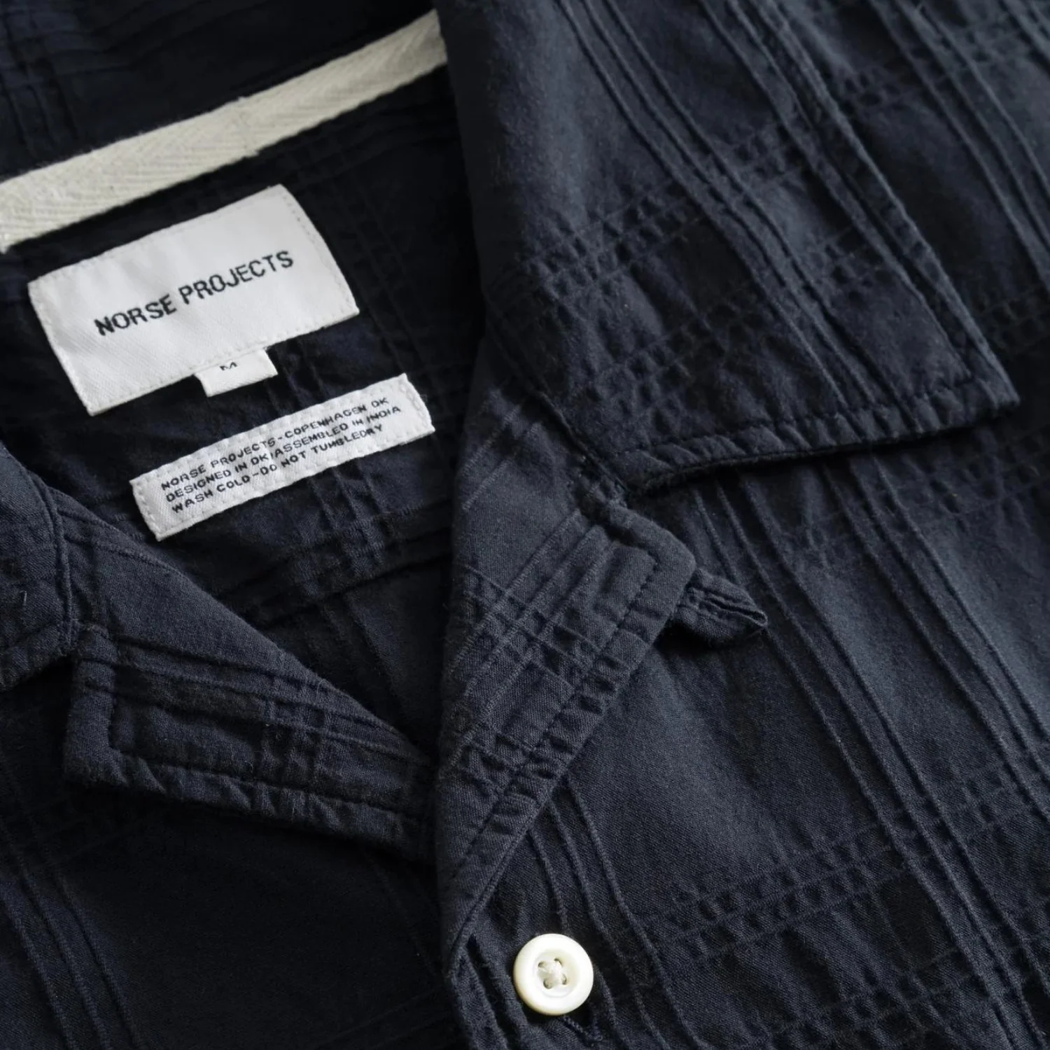 Carsten Relaxed Dobby Check Shirt - Dark Navy - Image 3