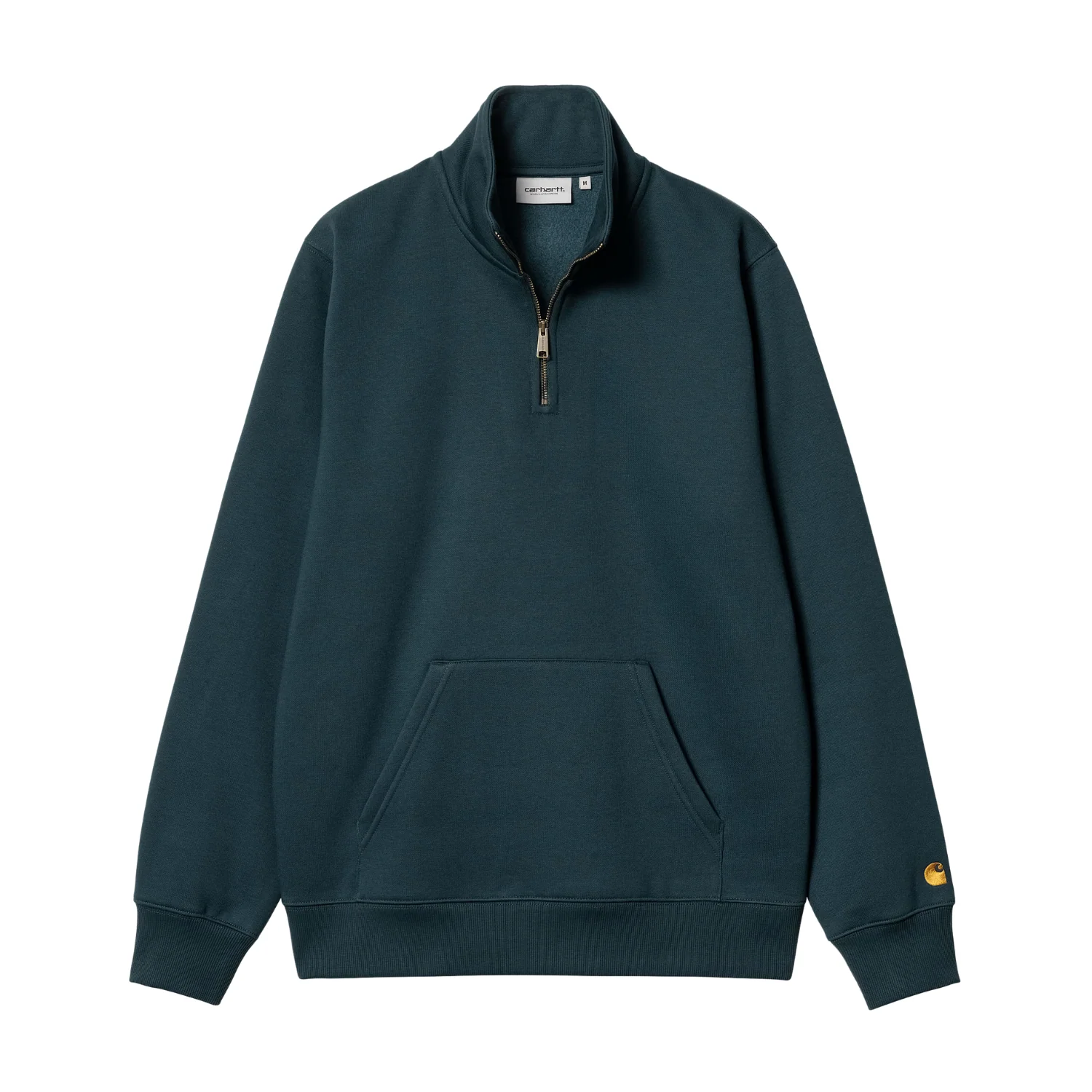 Chase Neck Zip Sweat - Duck Blue/Gold - Image 3