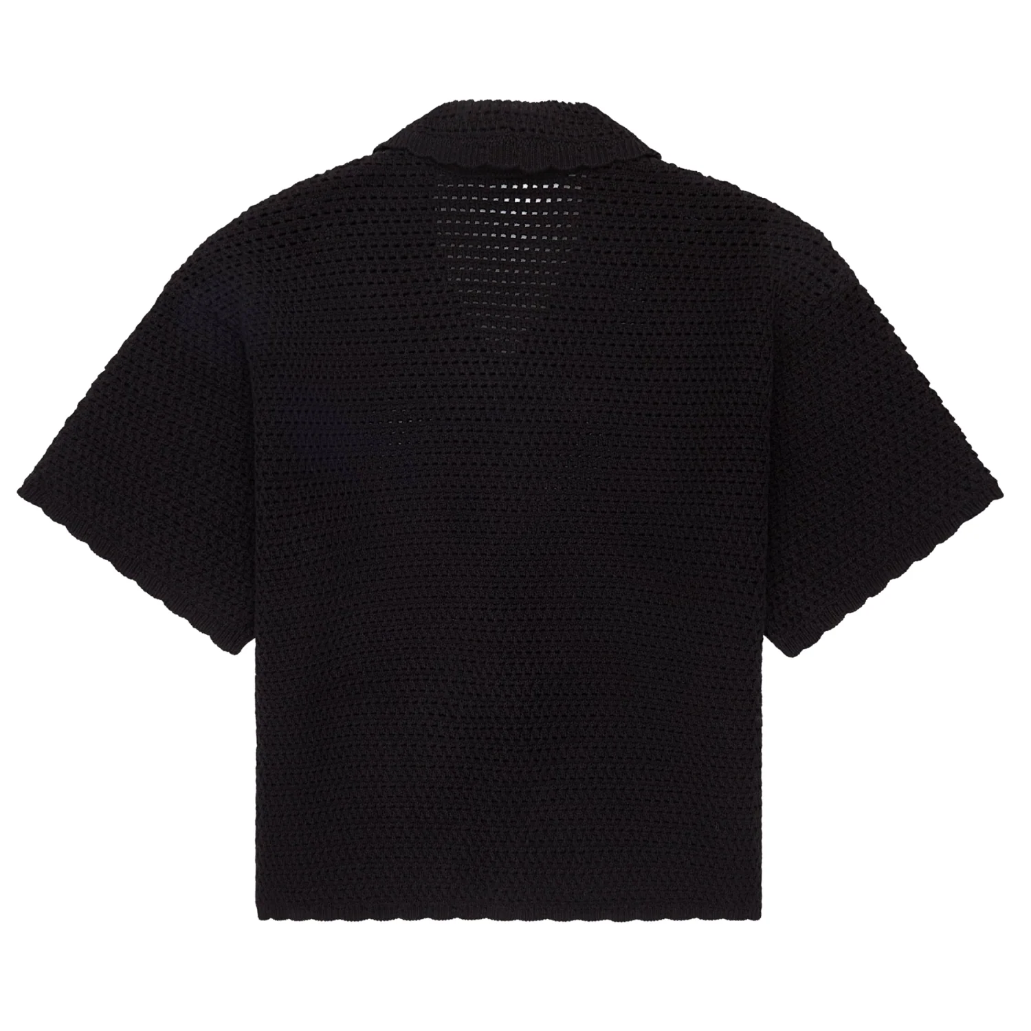Crochet Cropped Shirt - Black - Image 2