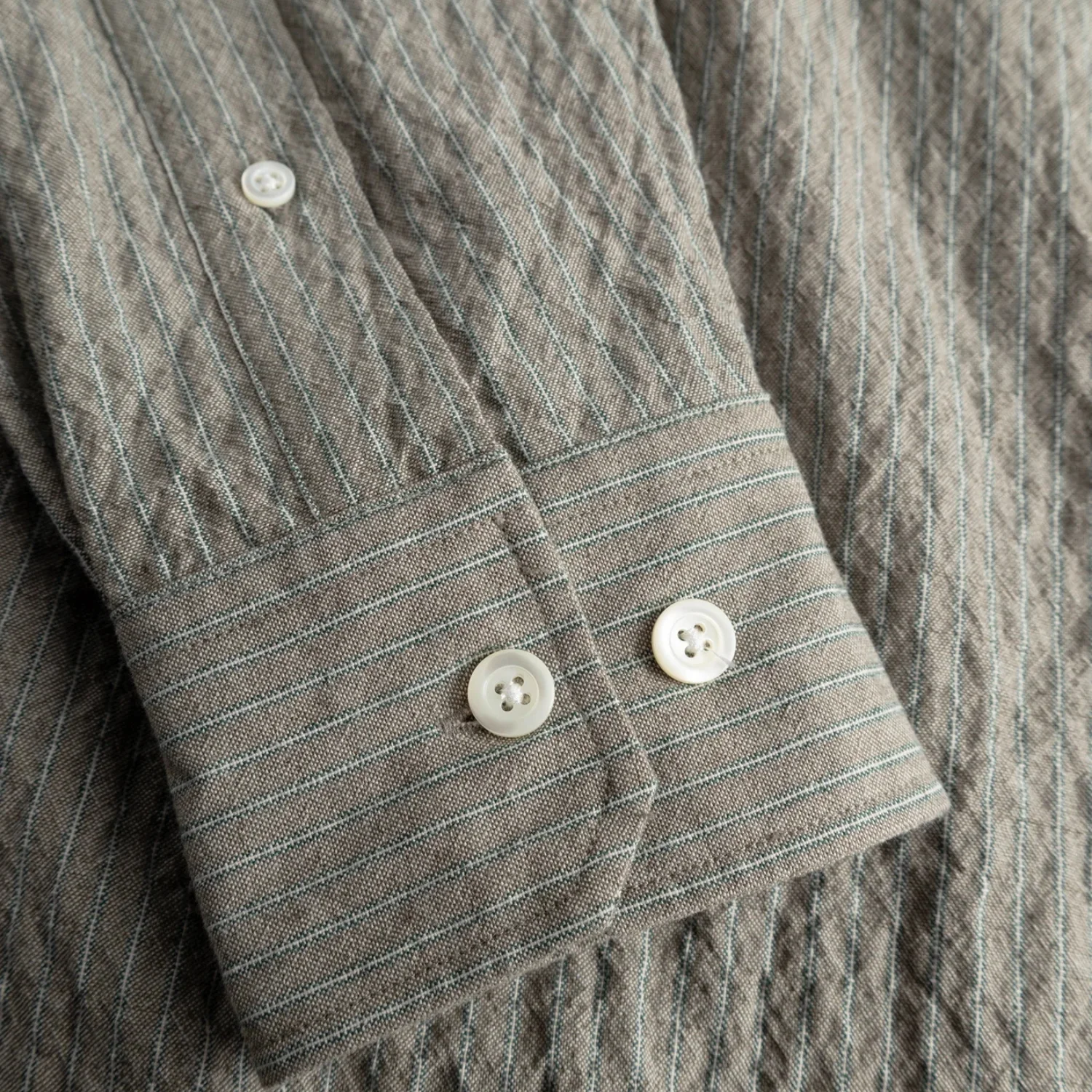Falster Oversized Textured Stripe Shirt - Vetiver - Image 5