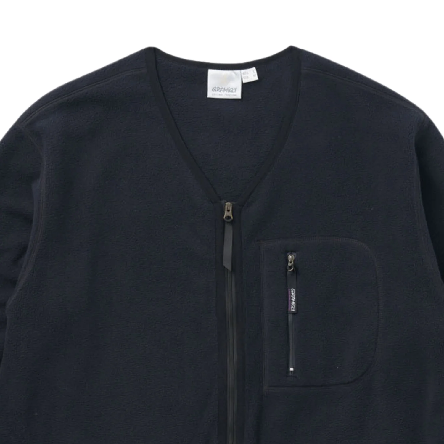 Fleece Cardigan Zip-Up - Black - Image 2