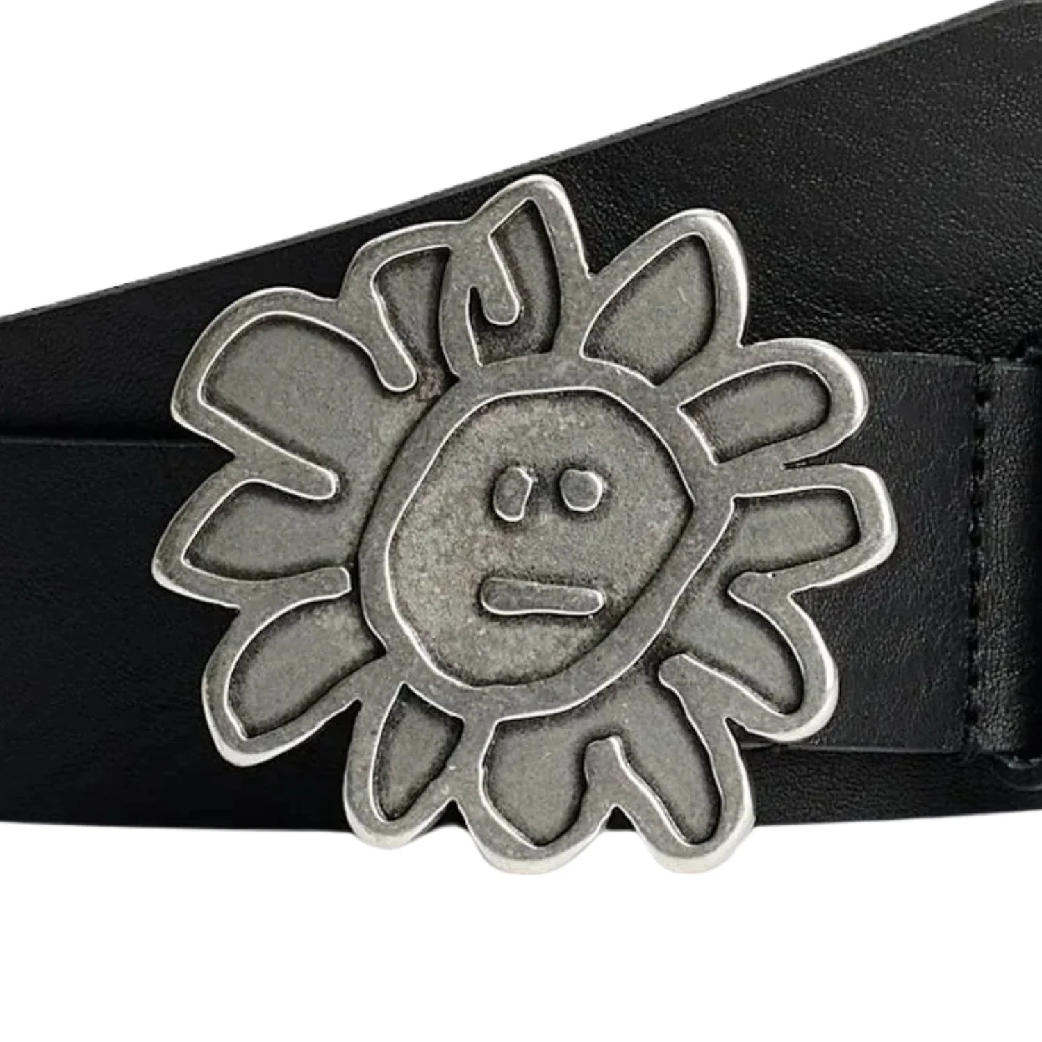 Flower Buckle Belt - Black - Image 2