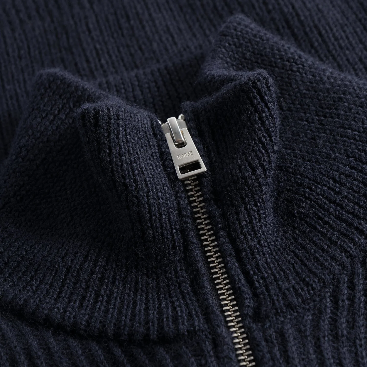 Hagen Wool Cotton Rib Full Zip Jacket - Dark Navy - Image 3