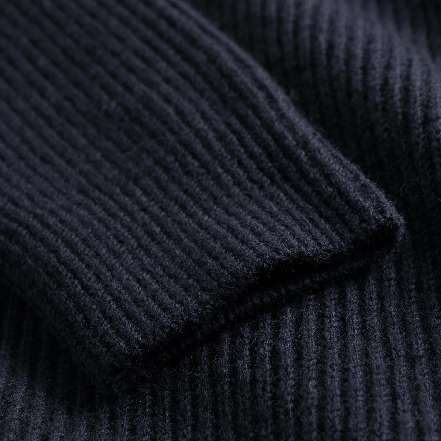 Hagen Wool Cotton Rib Full Zip Jacket - Dark Navy - Image 4