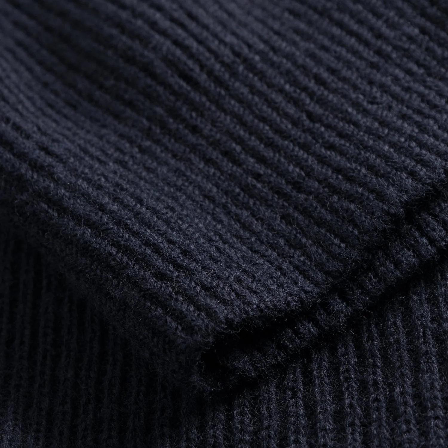 Hagen Wool Cotton Rib Full Zip Jacket - Dark Navy - Image 5