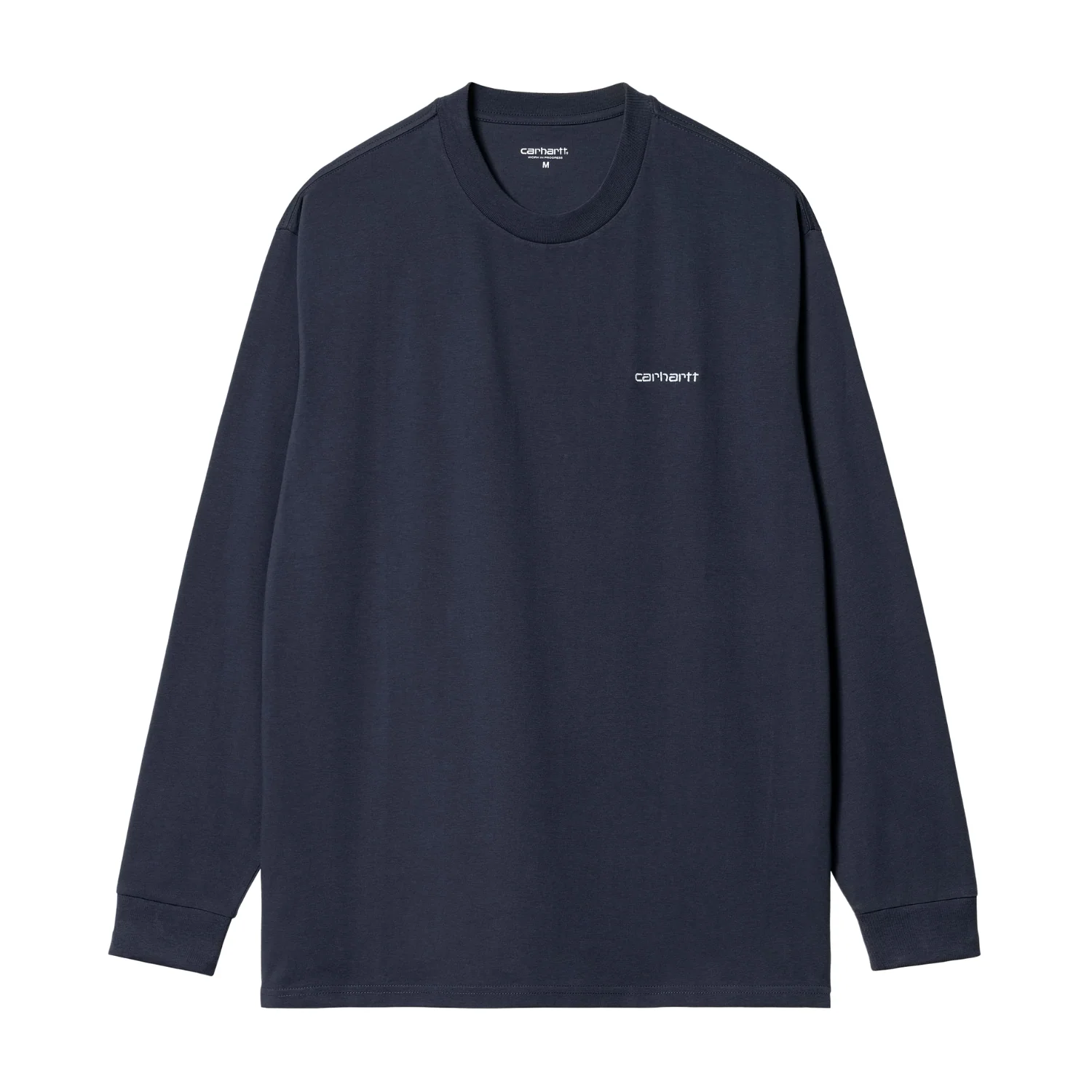 L/S Script Embroidery T-Shirt - Air Force Blue/White