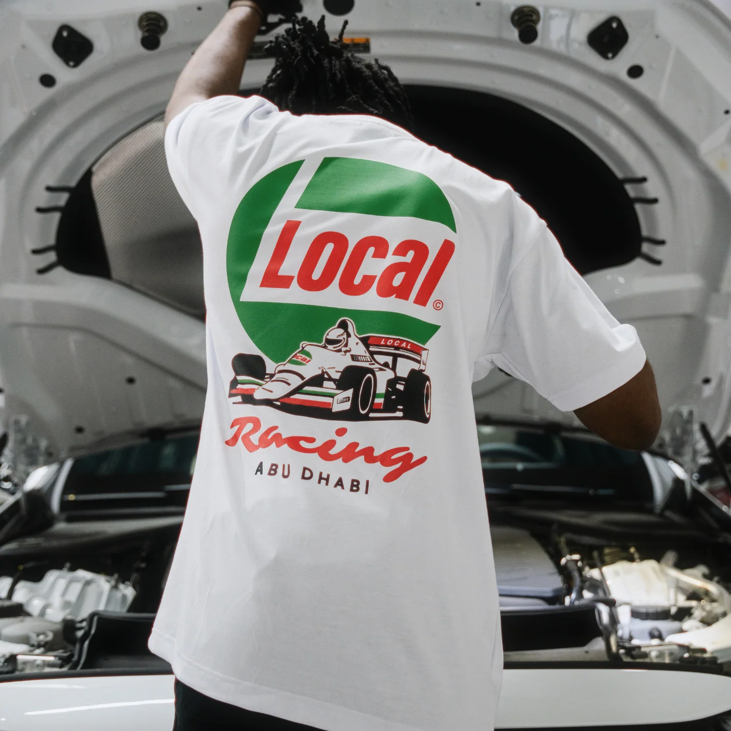 Racing Oil T-Shirt - White - Image 3