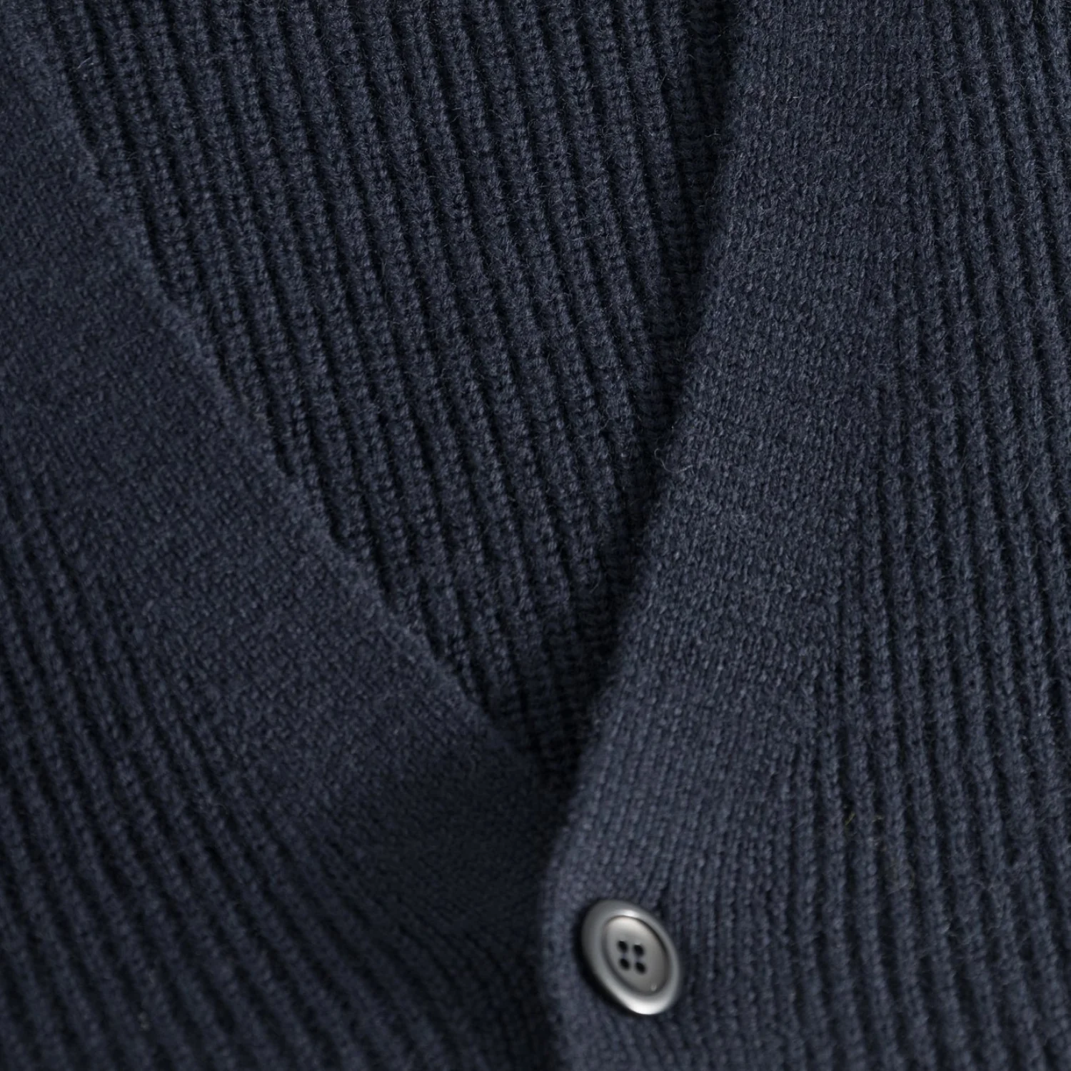 Loki Wool Cotton Rib Cardigan - Dark Navy - Image 3