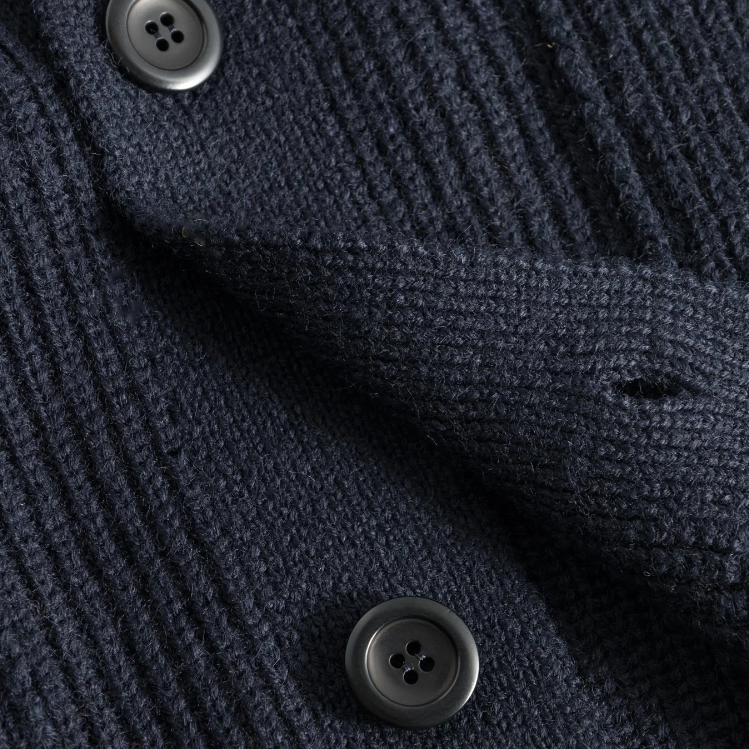 Loki Wool Cotton Rib Cardigan - Dark Navy - Image 4