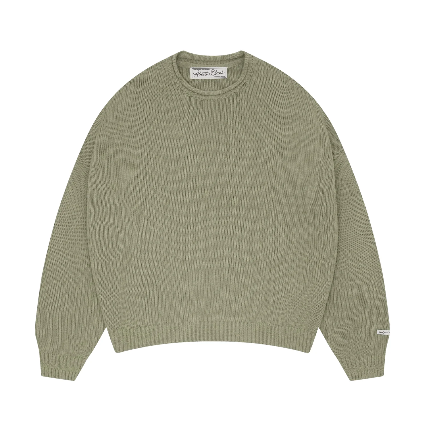 Loose Knit Rolled Crewneck - Sage - Image 2