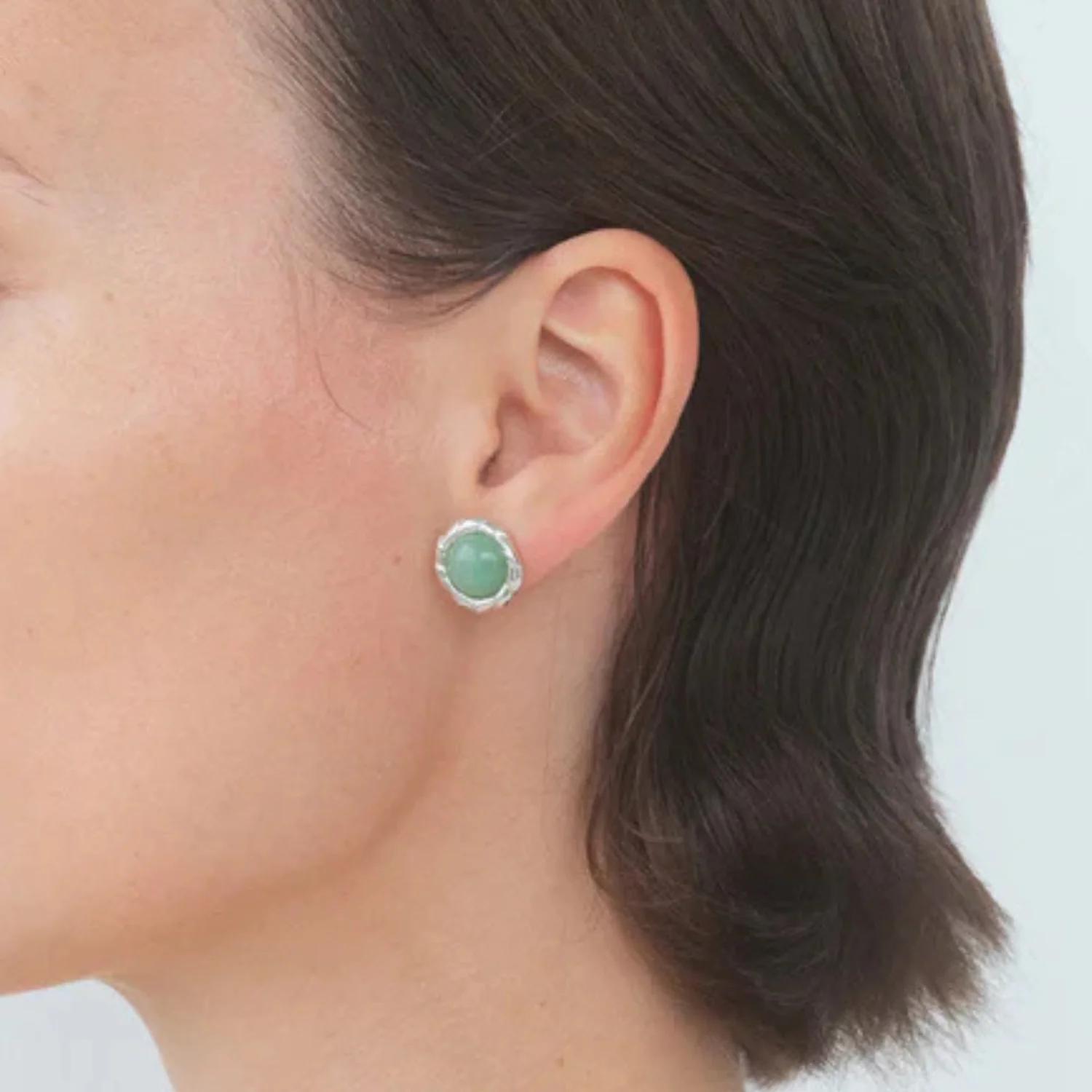 Lulu Aventurine Earrings - Silver/Aventurine Stone - Image 2