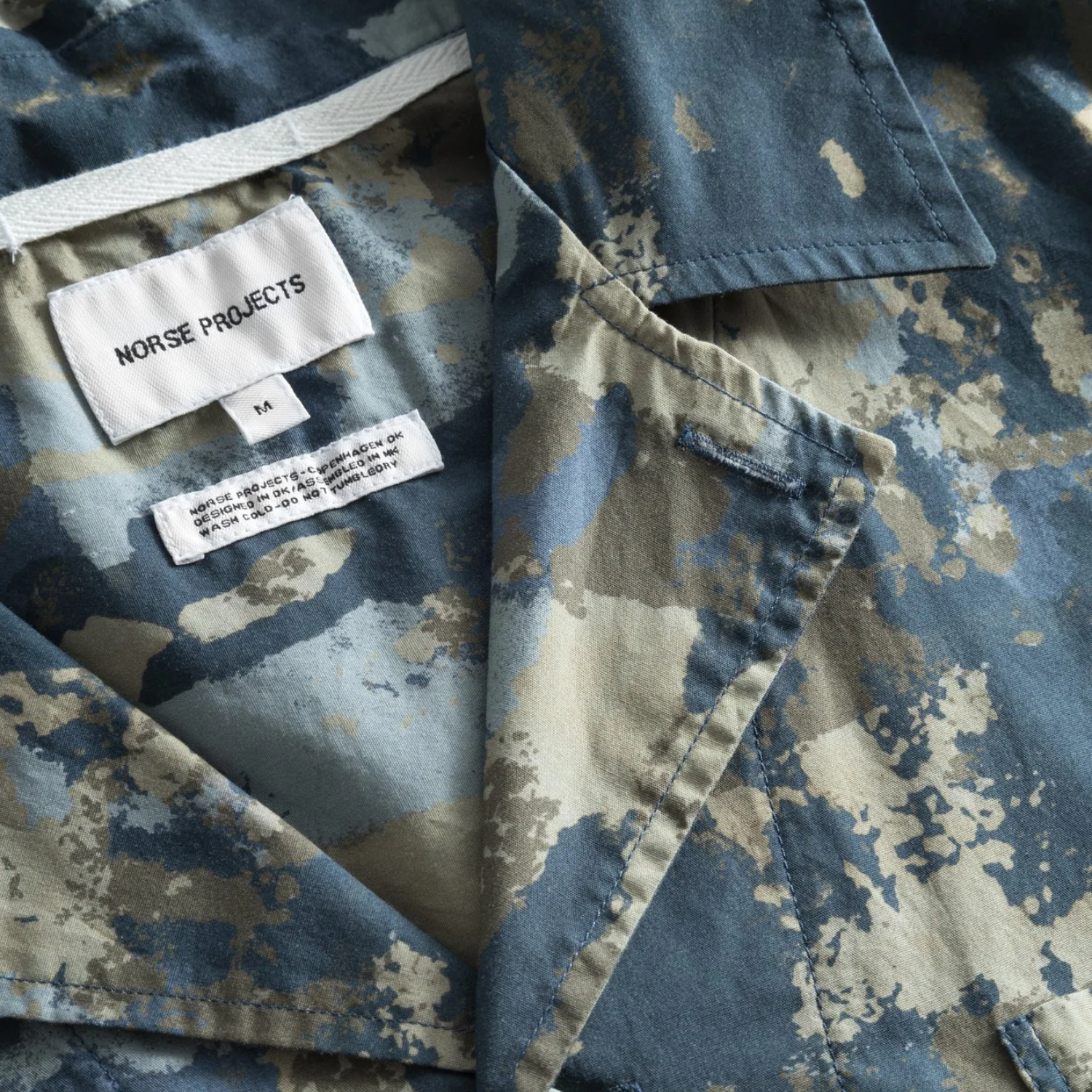 Mads Relaxed Print Shirt SS - Steel Blue - Image 3