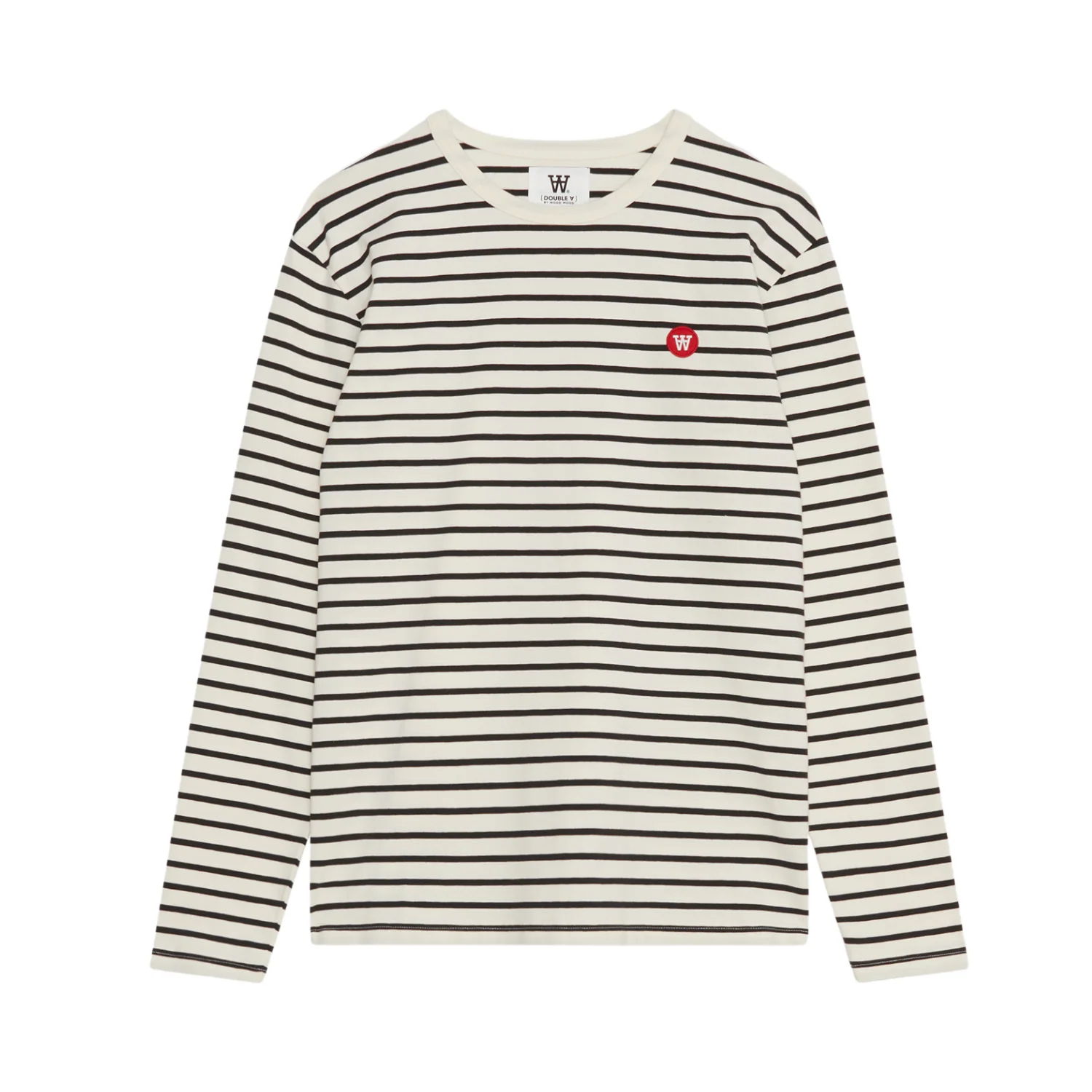Mel Long Sleeve GOTS Red Double A Logo - Off-white/Black Stripe