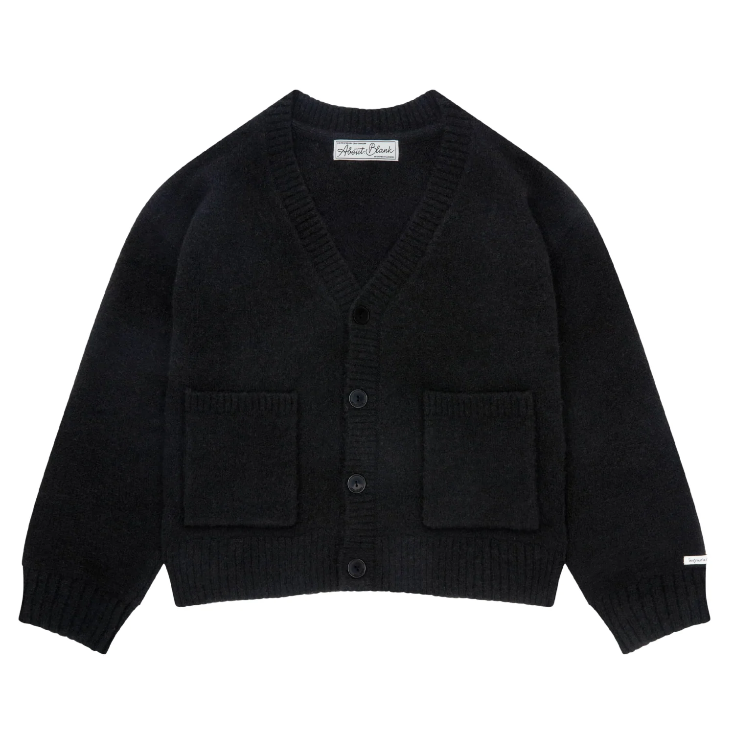 Mohair Knitted Logo Cardigan - Black/Ecru - Image 2