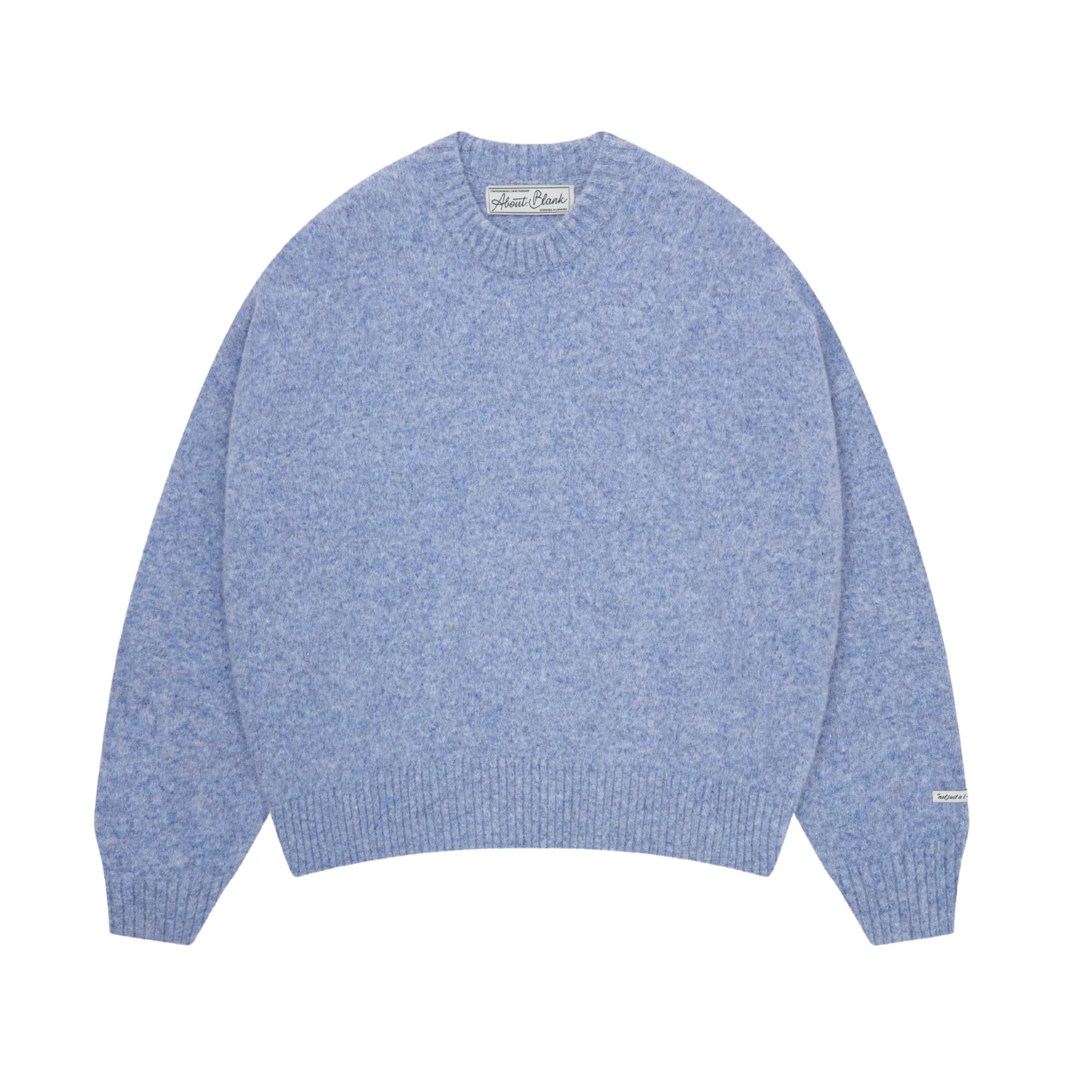Mohair Knitted Logo Crewneck - Blue/Ecru - Image 2