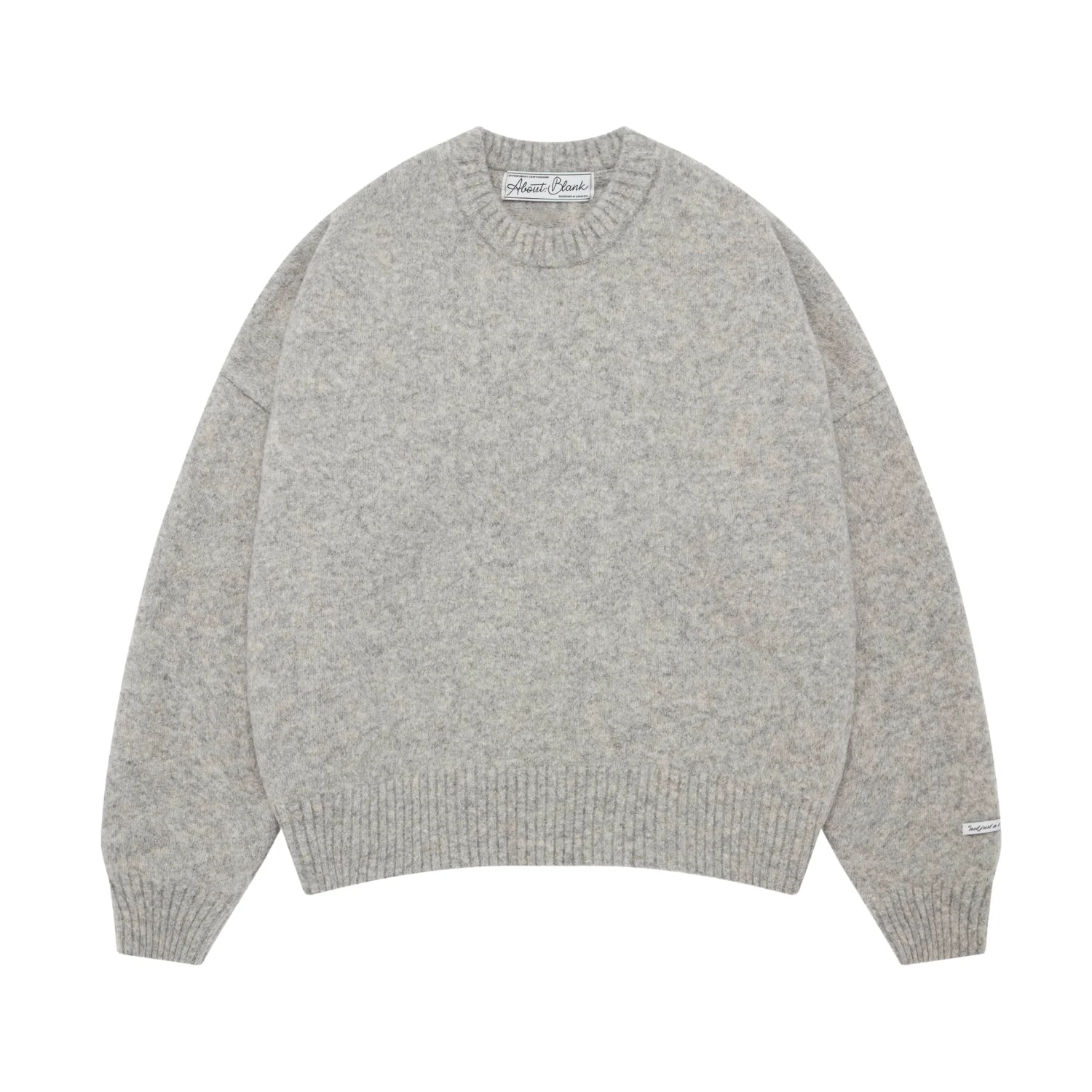 Mohair Knitted Logo Crewneck - Grey/Ecru - Image 2