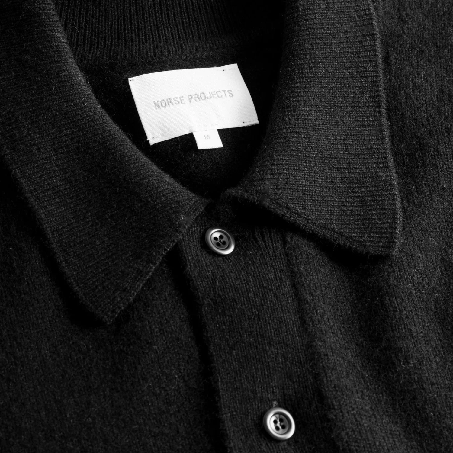 Norse Standard Merino Lambswool Polo - Black - Image 3