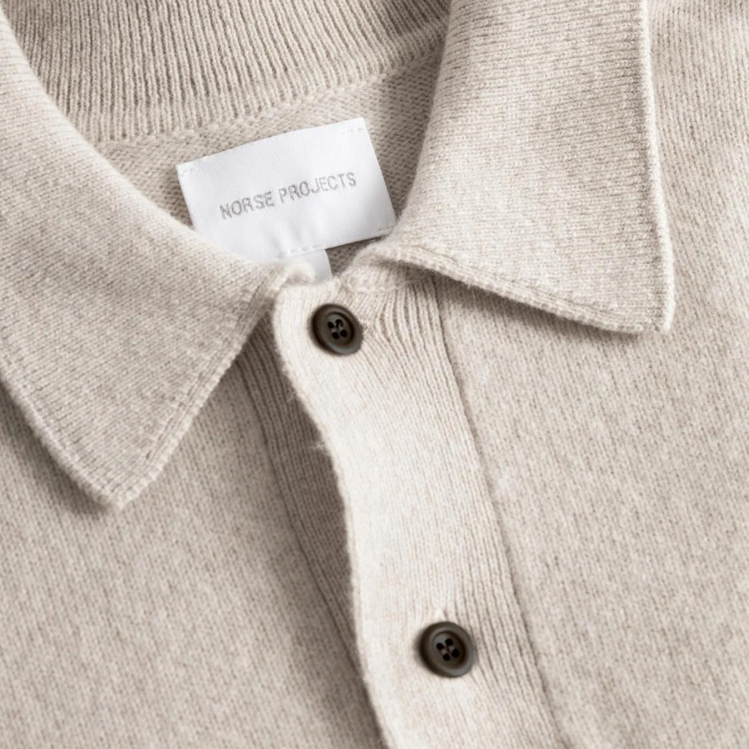 Norse Standard Merino Lambswool Polo - Oatmeal - Image 3
