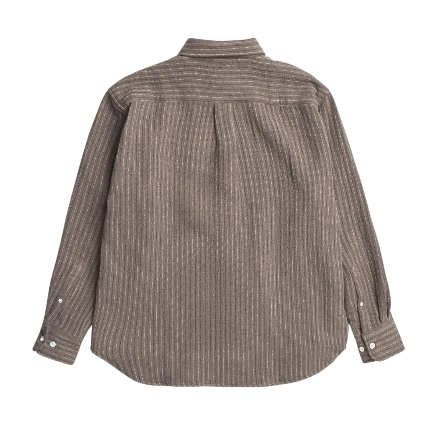 Ole Oversized Wool Stripe Shirt - Seal Brown - Image 2