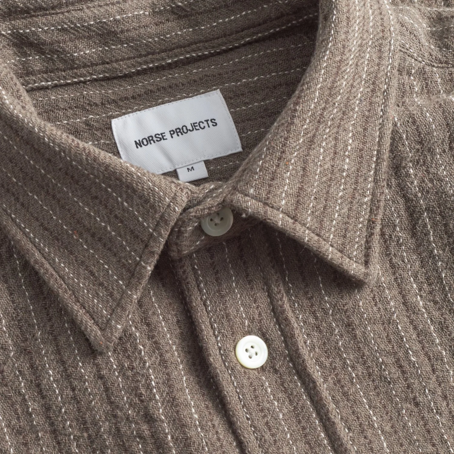 Ole Oversized Wool Stripe Shirt - Seal Brown - Image 3