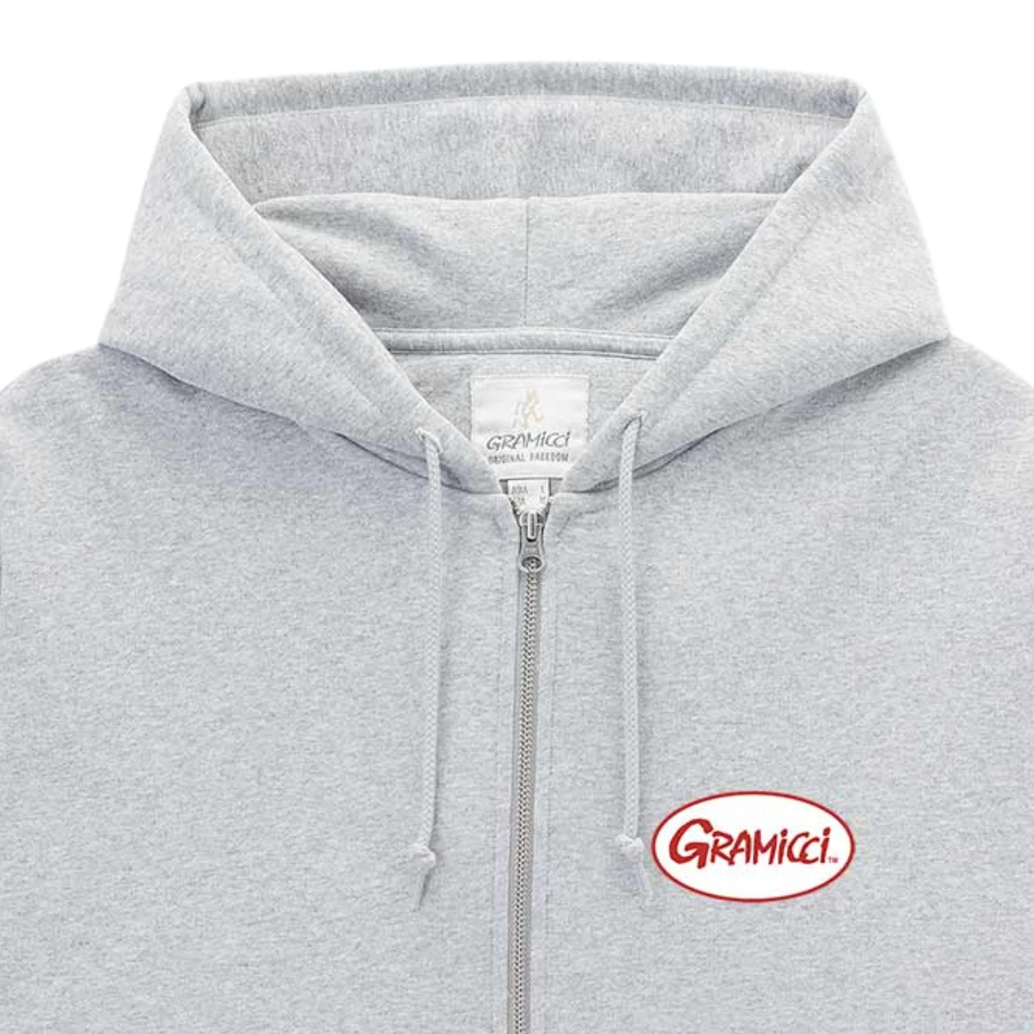 Oval Patch Zip Hooded Sweatshirt - Heather Grey - Image 2