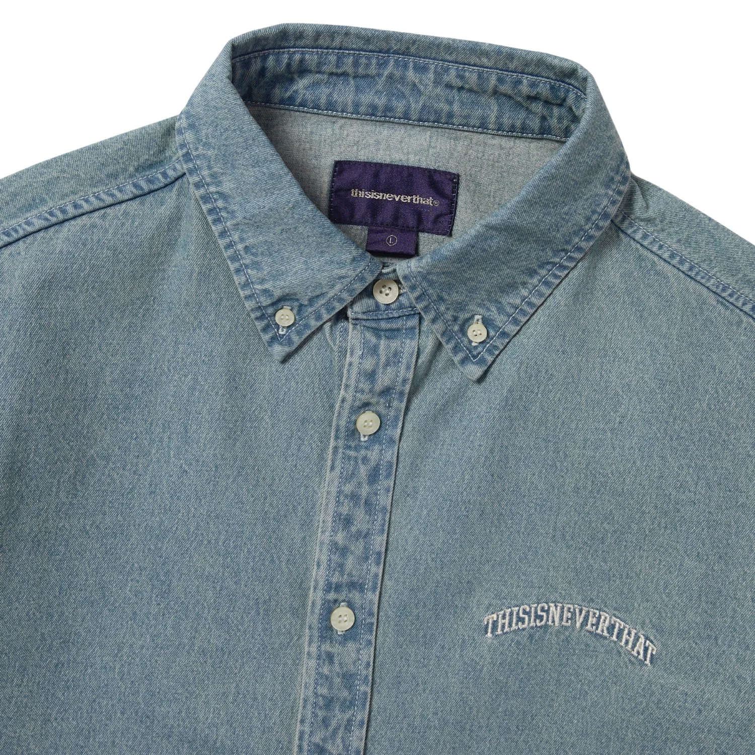 Washed Denim Shirt - Washed Blue - Image 3