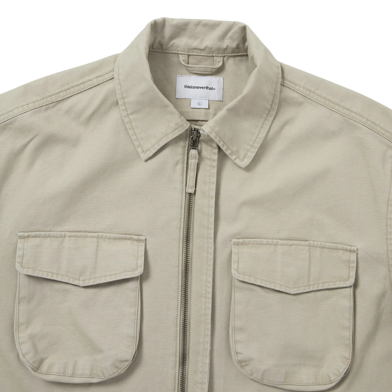 Washed Zip Shirt - Stone - Image 3